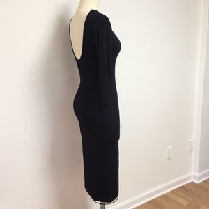 Lulus Black S low back midi LBD bodycon dress